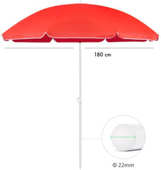 Art.253001 Parasol avec poteau central couleur unie TNT avec couvercle 180 cm