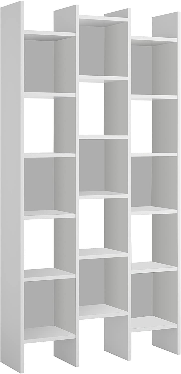 264820 Étagère italienne en bois MDF avec 3 colonnes cubiques 96x25x192 cm