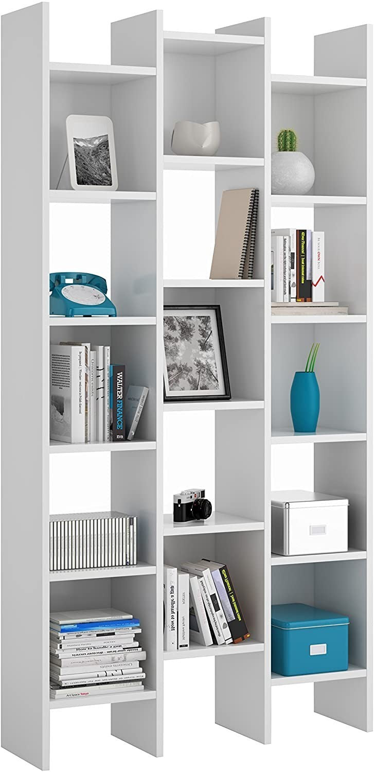 264820 Étagère italienne en bois MDF avec 3 colonnes cubiques 96x25x192 cm