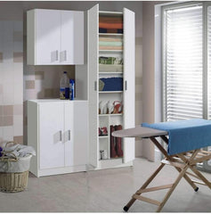 251844 Armoire bas polyvalent avec 2 portes et en bois blanc 59x37x80cm