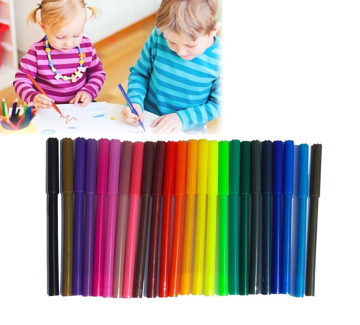 Kit 24 marqueurs - feutres - TOP WRITE KIDS boîtier plastique avec compartiments