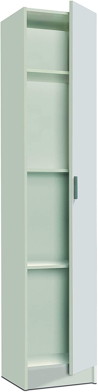 240787 Armoire colonne polyvalente avec 1 porte en bois blanc 37x37x180cm
