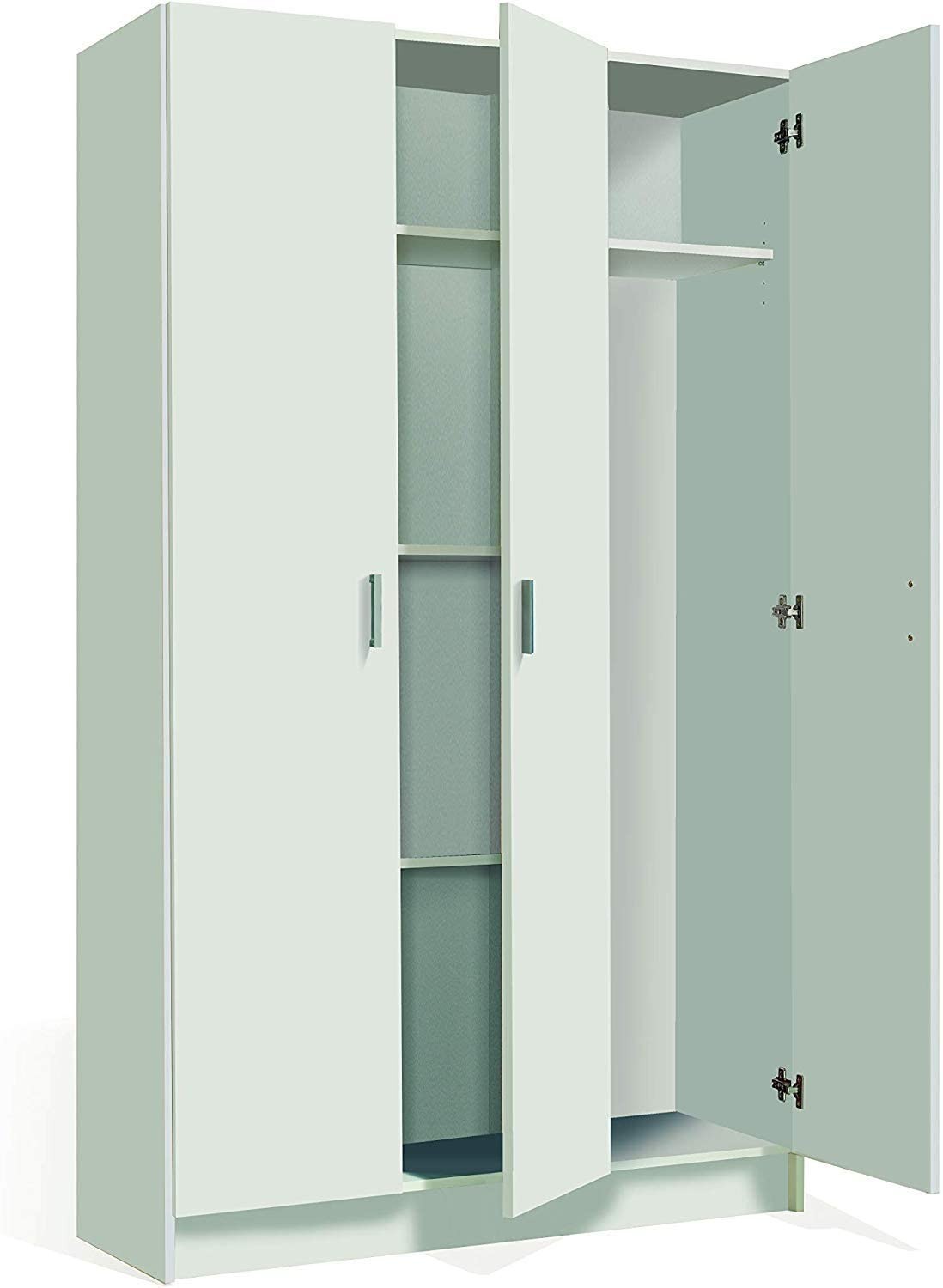 240824 Armoire multifonction avec 3 portes et 4 étagères en MDF 109x37x180cm