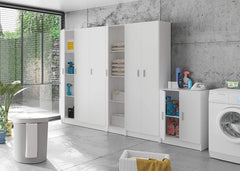 240824 Armoire multifonction avec 3 portes et 4 étagères en MDF 109x37x180cm