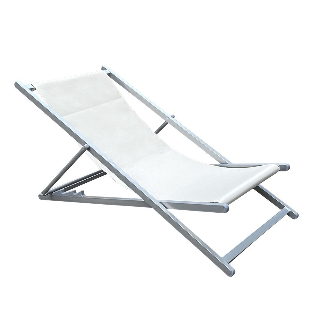 Chaise longue plage MATERA 3 Positions Pliable Structure en Fer et Tissu Oxford