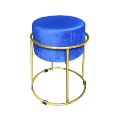 Tabouret Pouf en Velours Doux Design Luxury Structure Métal Couleur Or 44x38