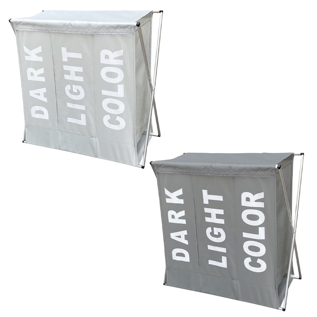 Panier Porte-linge 3 Compartiments Division des Vêtements Clairs Foncés Colorés