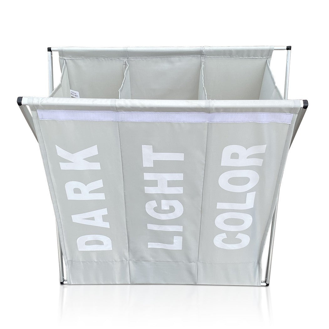 Panier Porte-linge 3 Compartiments Division des Vêtements Clairs Foncés Colorés