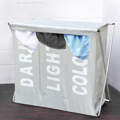 Panier Porte-linge 3 Compartiments Division des Vêtements Clairs Foncés Colorés