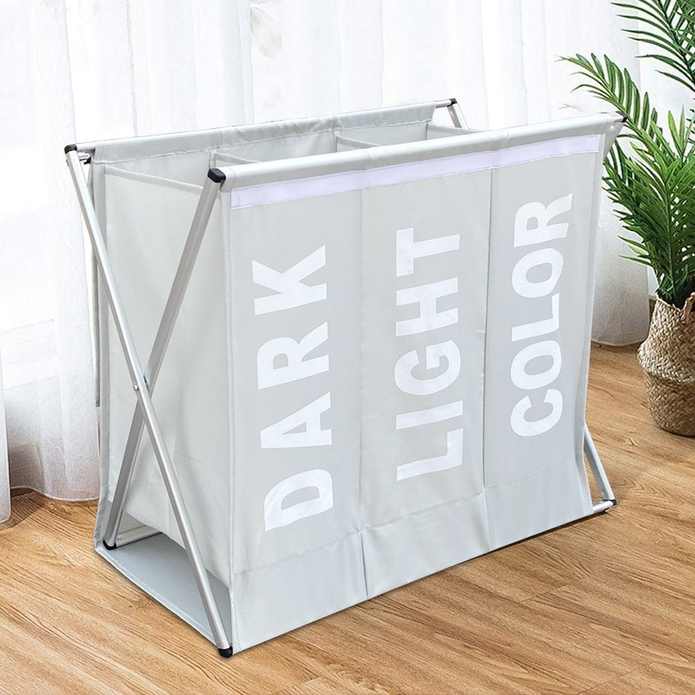 Panier Porte-linge 3 Compartiments Division des Vêtements Clairs Foncés Colorés