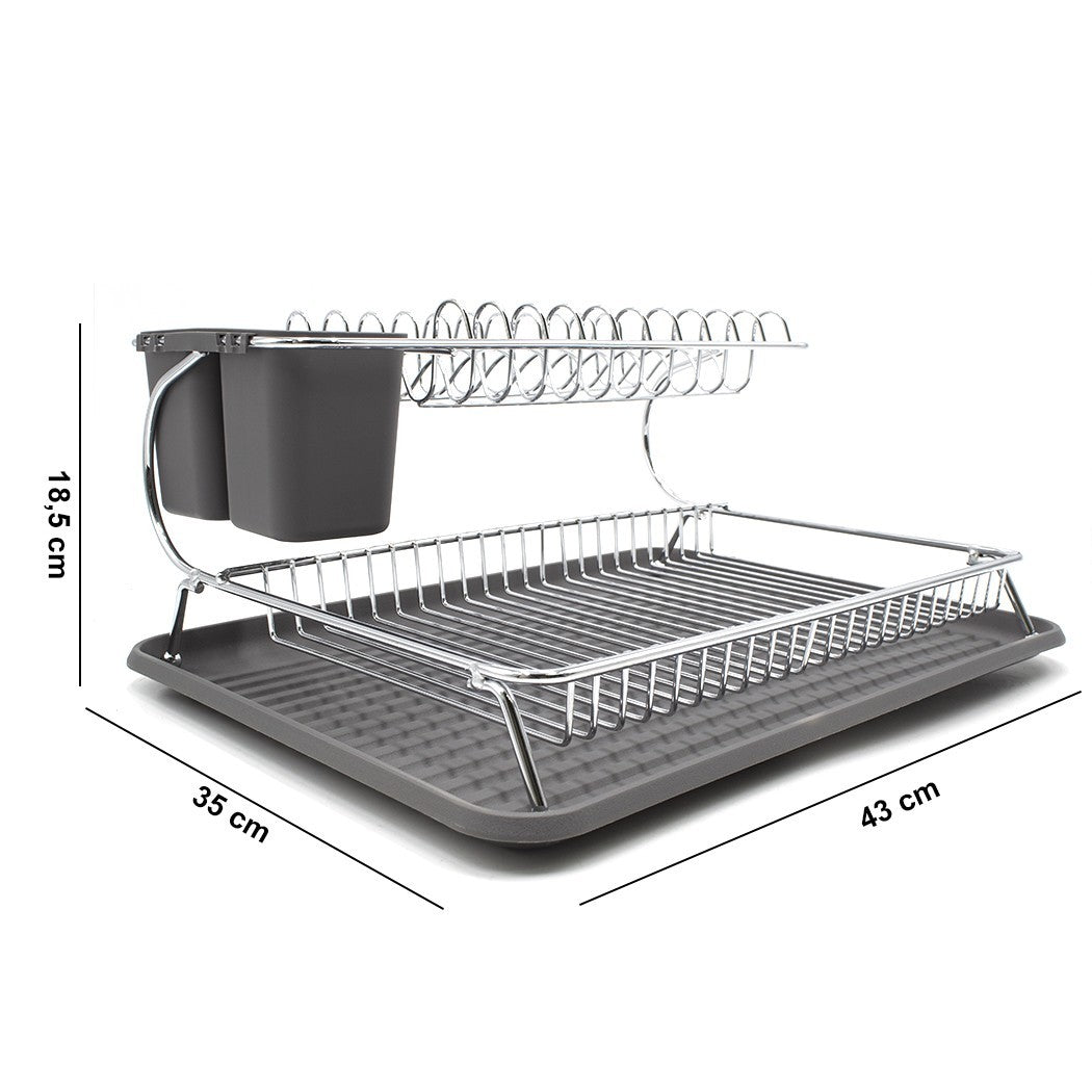 Égouttoir à double plancher en acier 385741 Plateau et compartiment Couverts