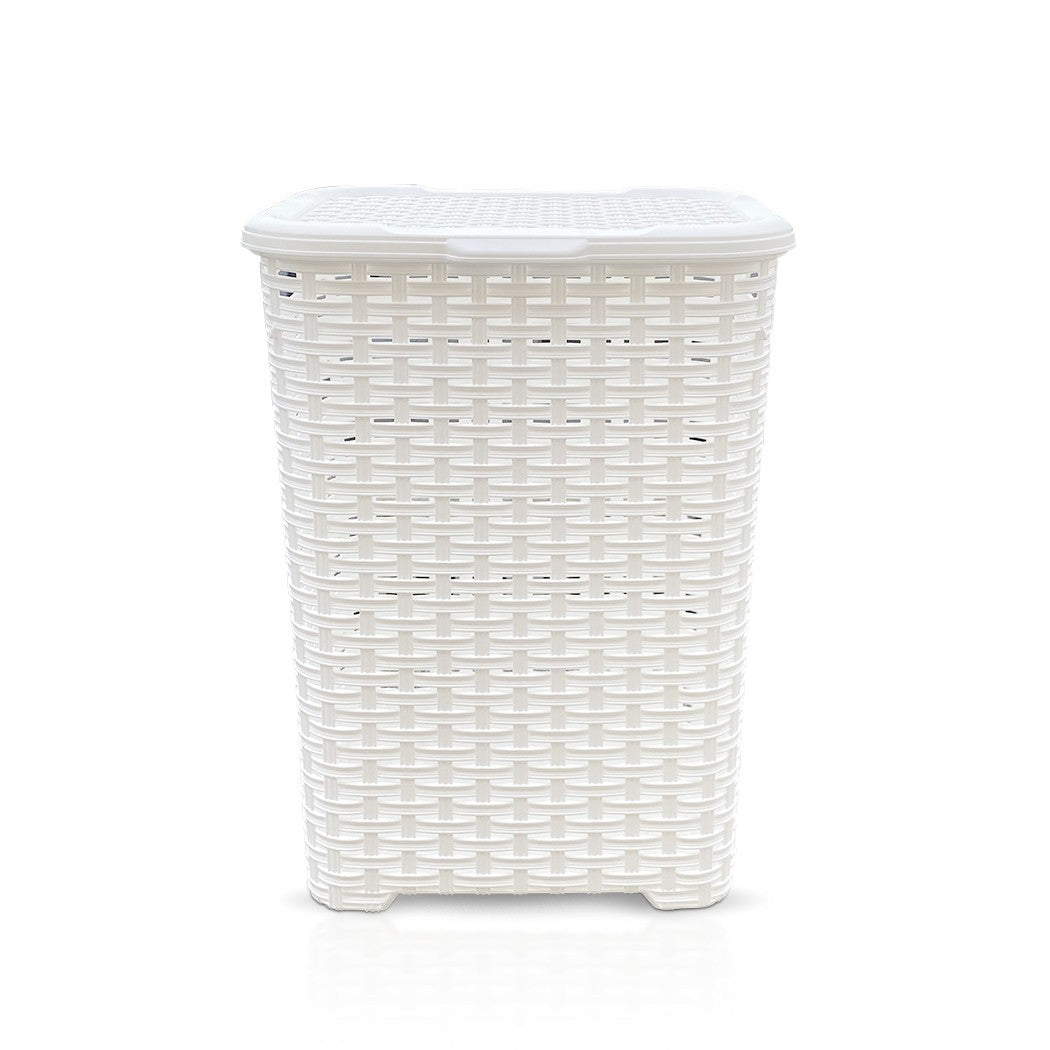 Ensemble 3pcs Accessoires De Bain Rattan 304636 Panier Linge Poubelle Poubelle