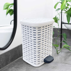 Ensemble 3pcs Accessoires De Bain Rattan 304636 Panier Linge Poubelle Poubelle