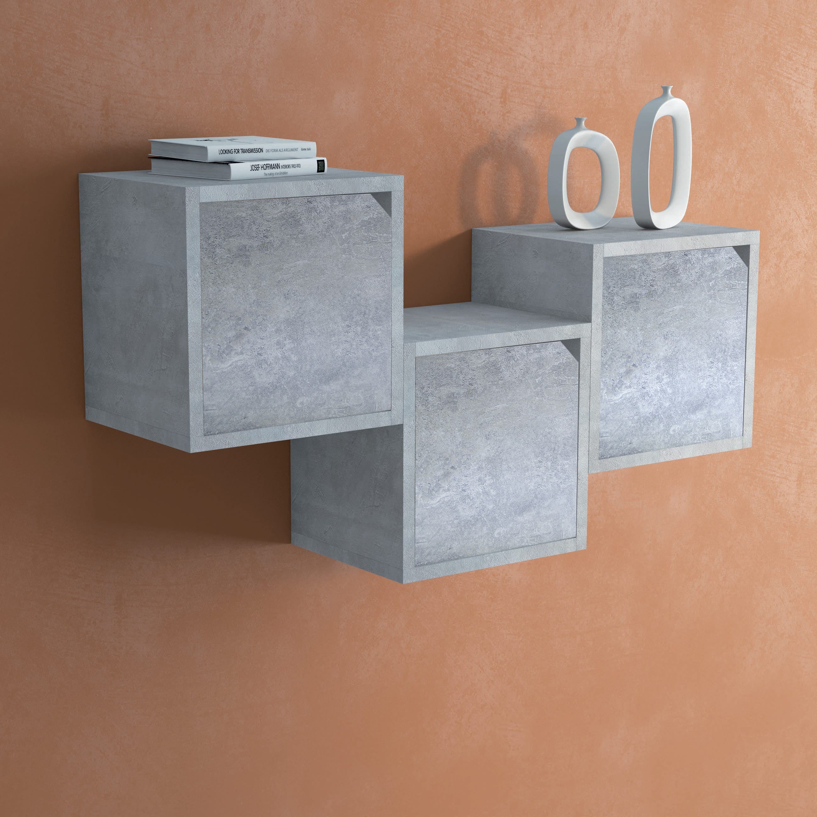 Cube Modulaire Bibliothèque 13232 Ciment frêne avec porte ouvrable CUBE STACK
