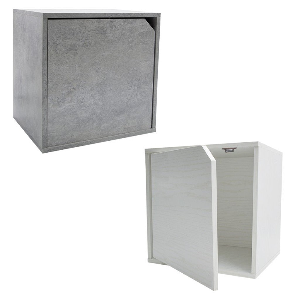Cube Modulaire Bibliothèque 13232 Ciment frêne avec porte ouvrable CUBE STACK
