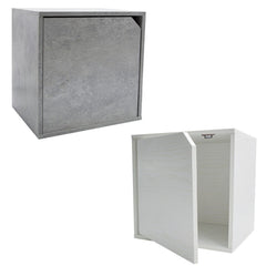 Cube Modulaire Bibliothèque 13232 Ciment frêne avec porte ouvrable CUBE STACK
