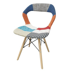 Chaise PARIGI en Patchwork Jambes en Bois Hêtre Structure Métal Souple
