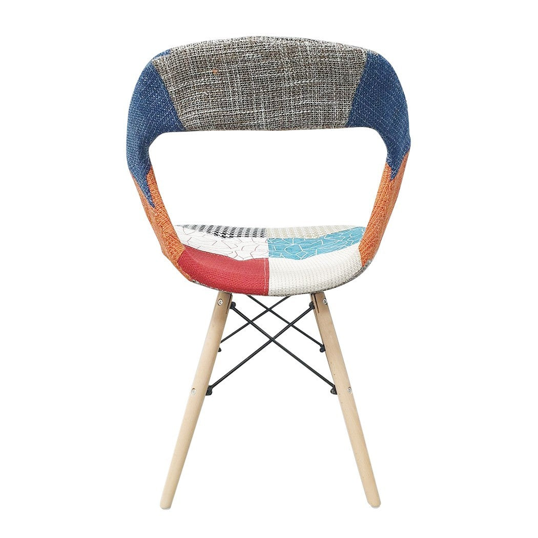 Chaise PARIGI en Patchwork Jambes en Bois Hêtre Structure Métal Souple