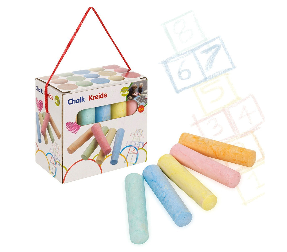Paquet de 15 MAXI craies colorés 10 cm pour dessins sur route tableau blanc