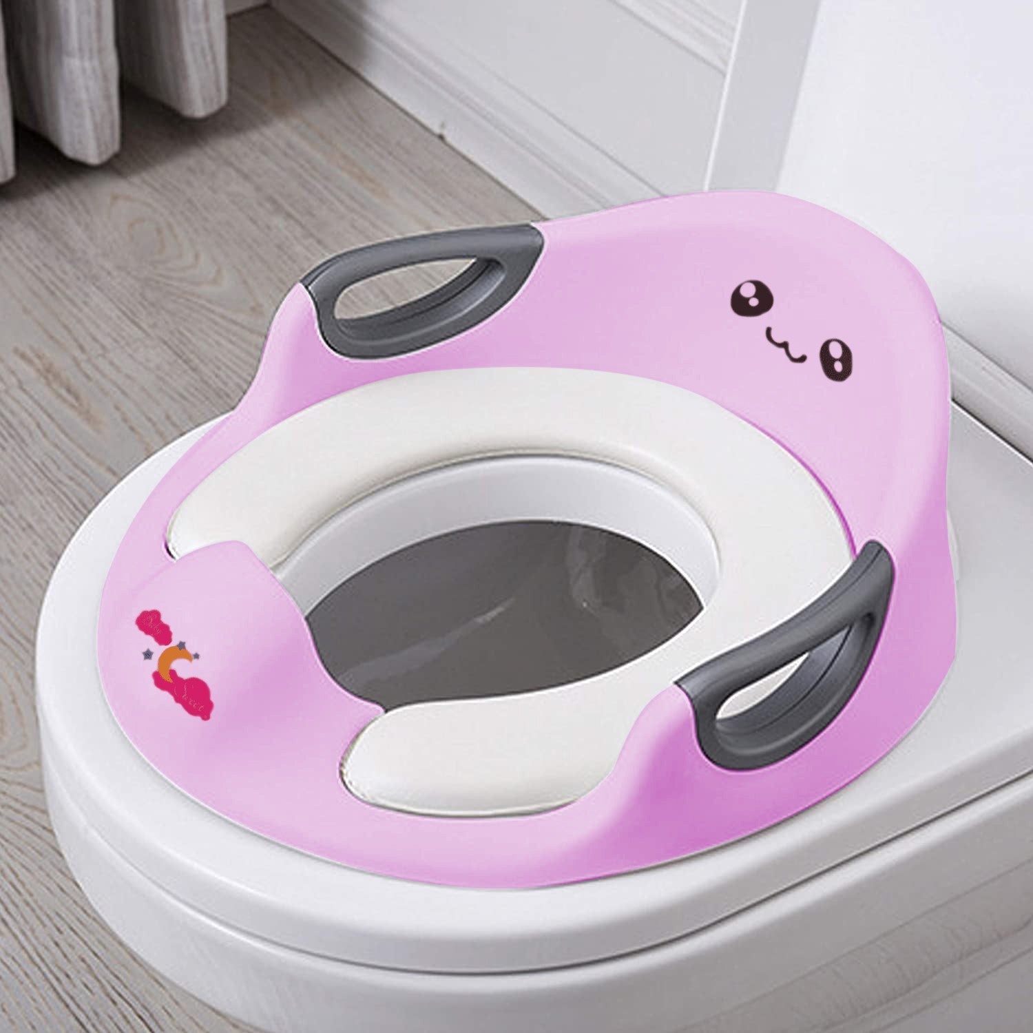 Réducteur WC pour Enfants 526200 Siège de Toilette Ovale Doux avec Bavette