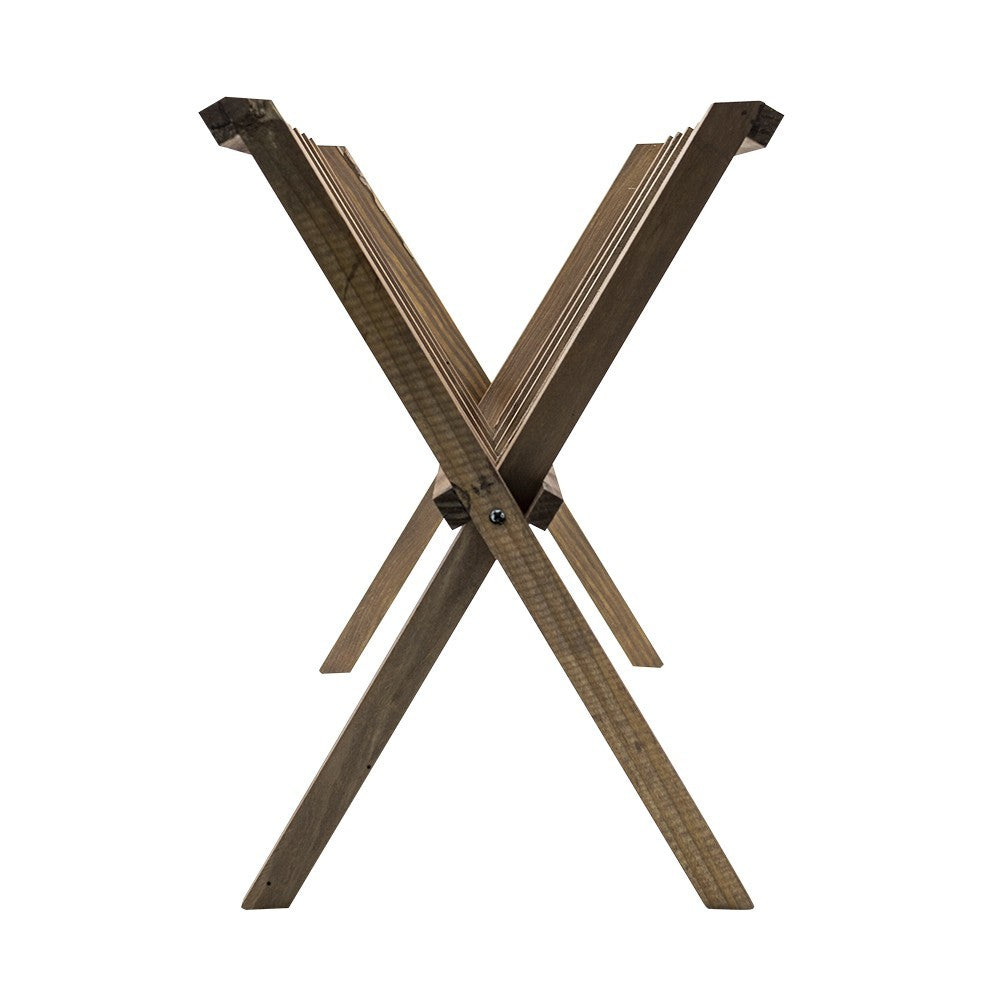 Organisateur porte-magazines au sol en bois foncé refermable 22x38xH33 cm