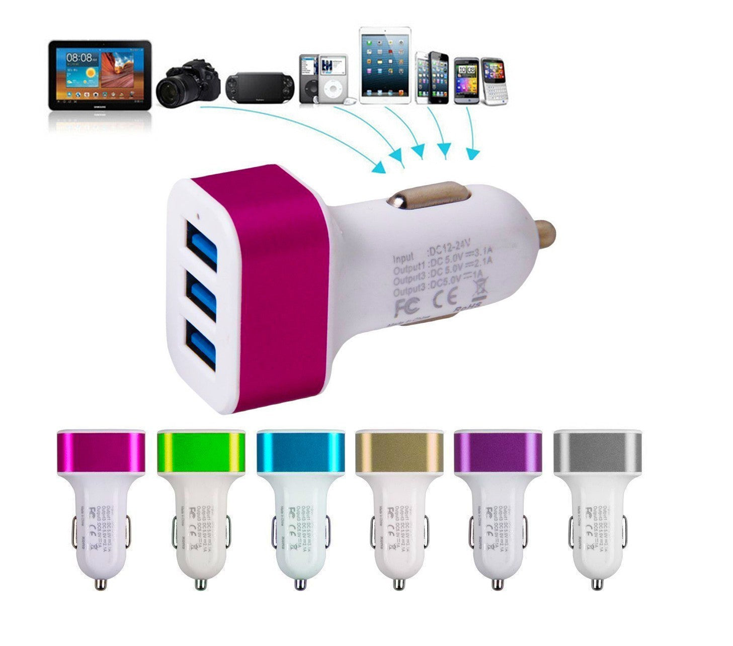 Adaptateur allume cigare 3 ports USB - voiture - télèphone ordinateur gps
