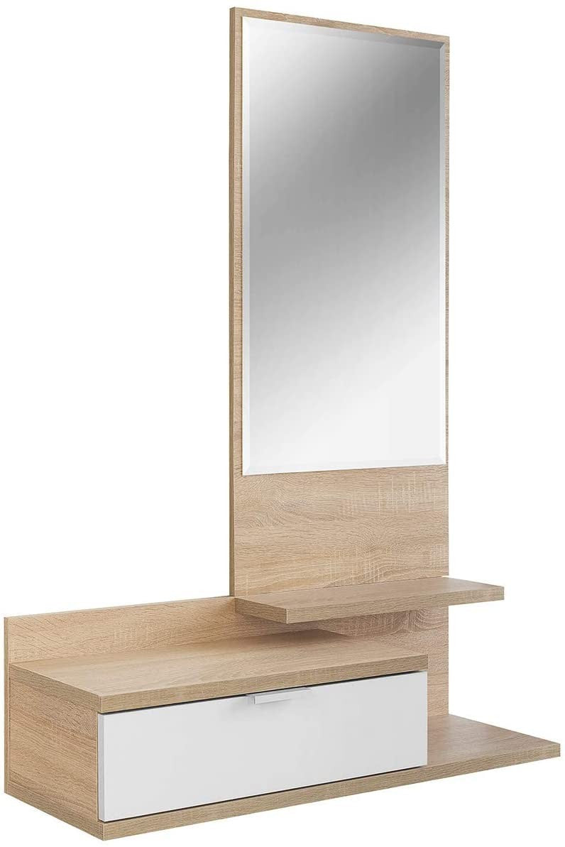 Meuble d’entrée Dahlia avec tiroir et miroir de style moderne 116x81x29 cm