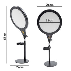 Lampe de table pour selfie 26 cm avec support minuterie et 3 modes d'éclairage