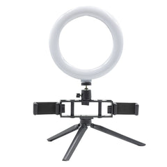 Anneau à selfie LED de 20 cm avec 2 supports pour smartphone 3 modes d'éclairage