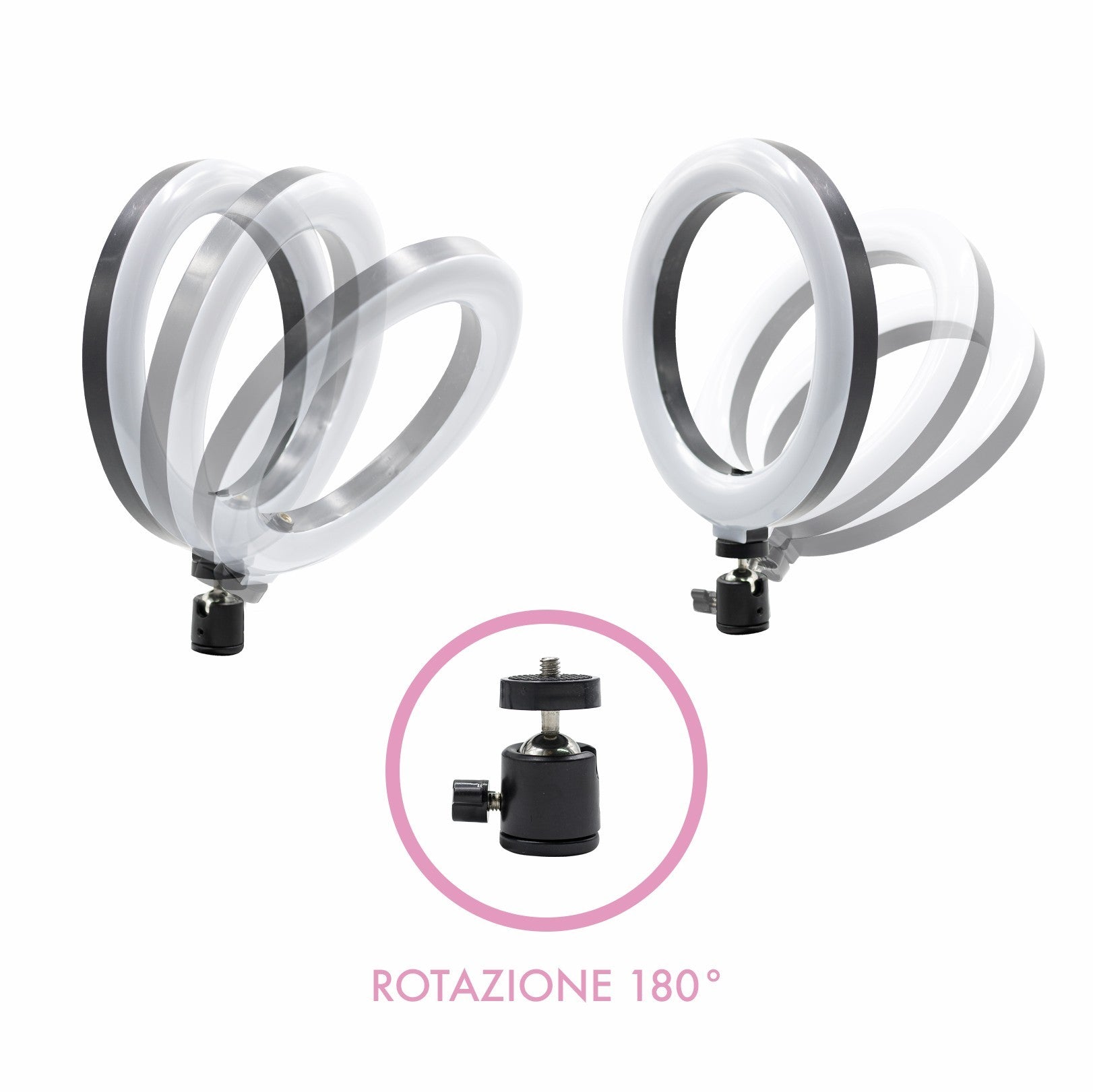Anneau à selfie LED de 20 cm avec 2 supports pour smartphone 3 modes d'éclairage