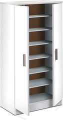 Étagère à Chaussures mobile Armoire 2 Portes 7 Étagères en bois blanc 108x55x36