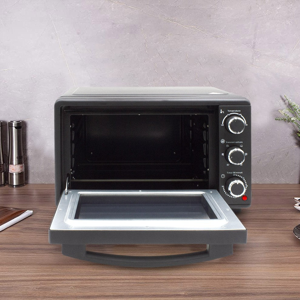 Four électrique ventilé 28L puissance 1500W avec plaque à pâtisserie en acier