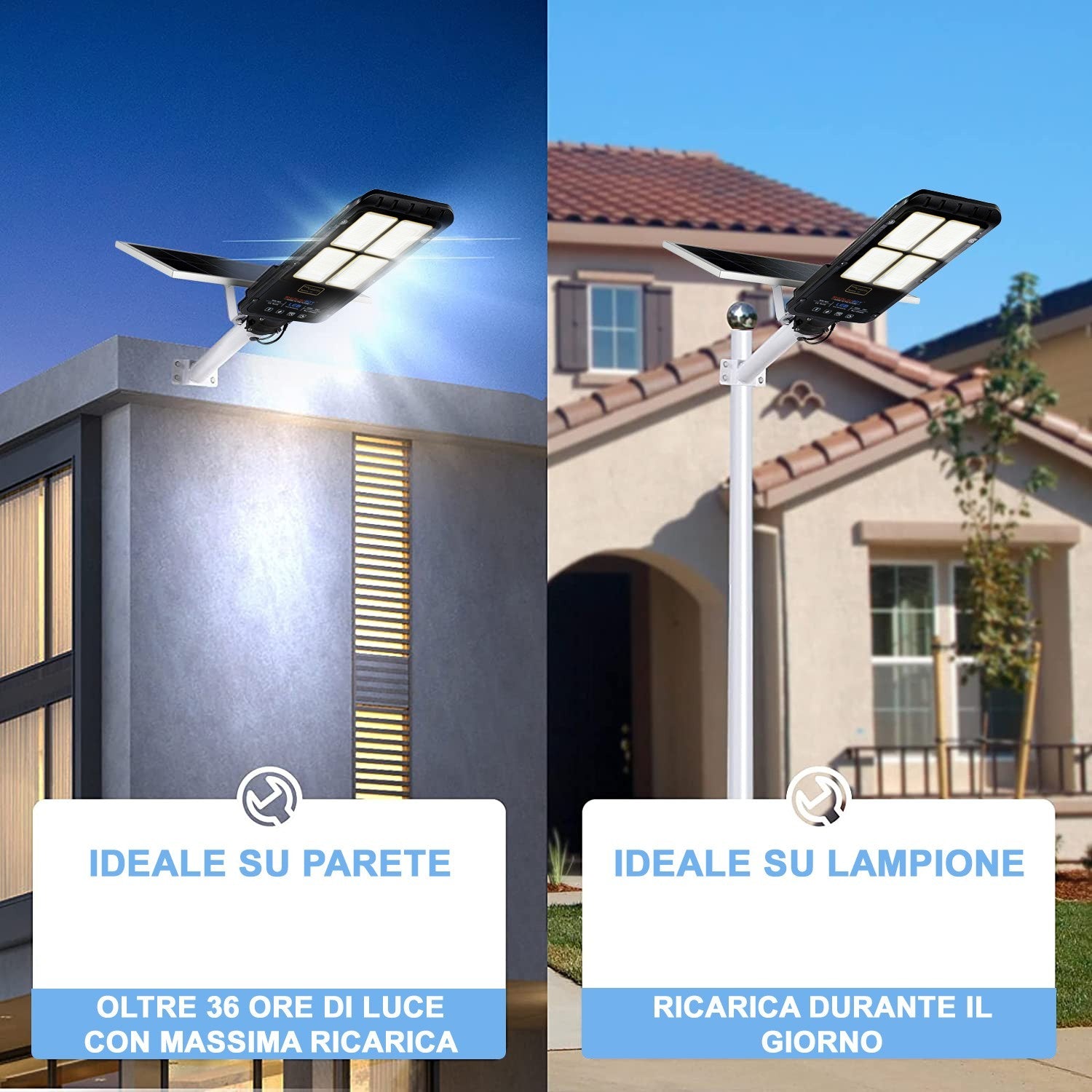 Lampadaire à panneau solaire 294001 capteur de mouvement 400W protection IP67