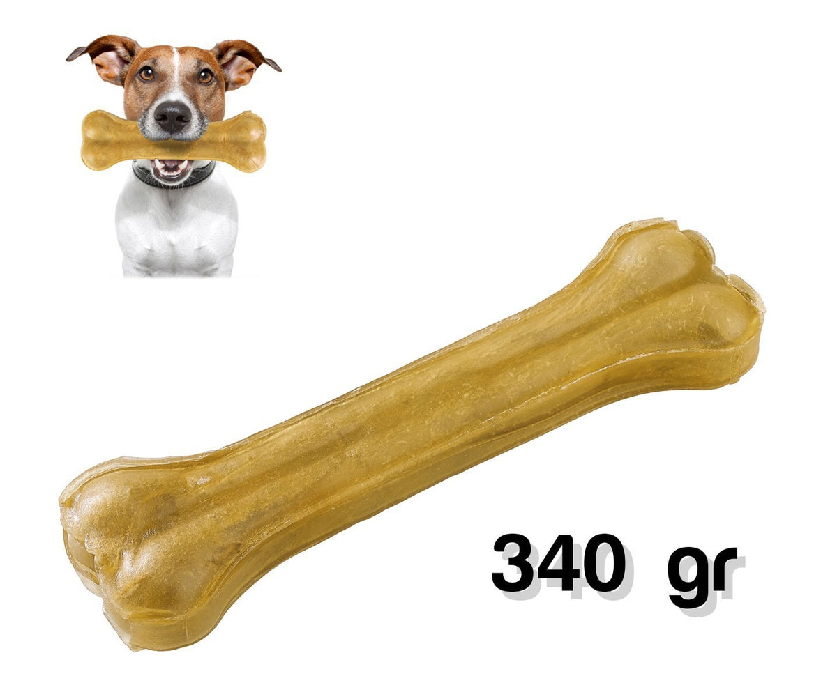 Friandise pour chien en forme d'os 100% peau de porc pressée anti-stress 340 gr