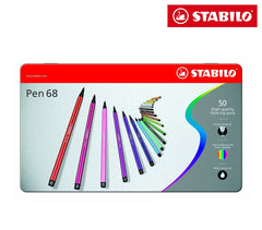 6850-6 Boîte métal de 50 feutres Stabilo Pen 68 trait 1 mm couleurs assorties