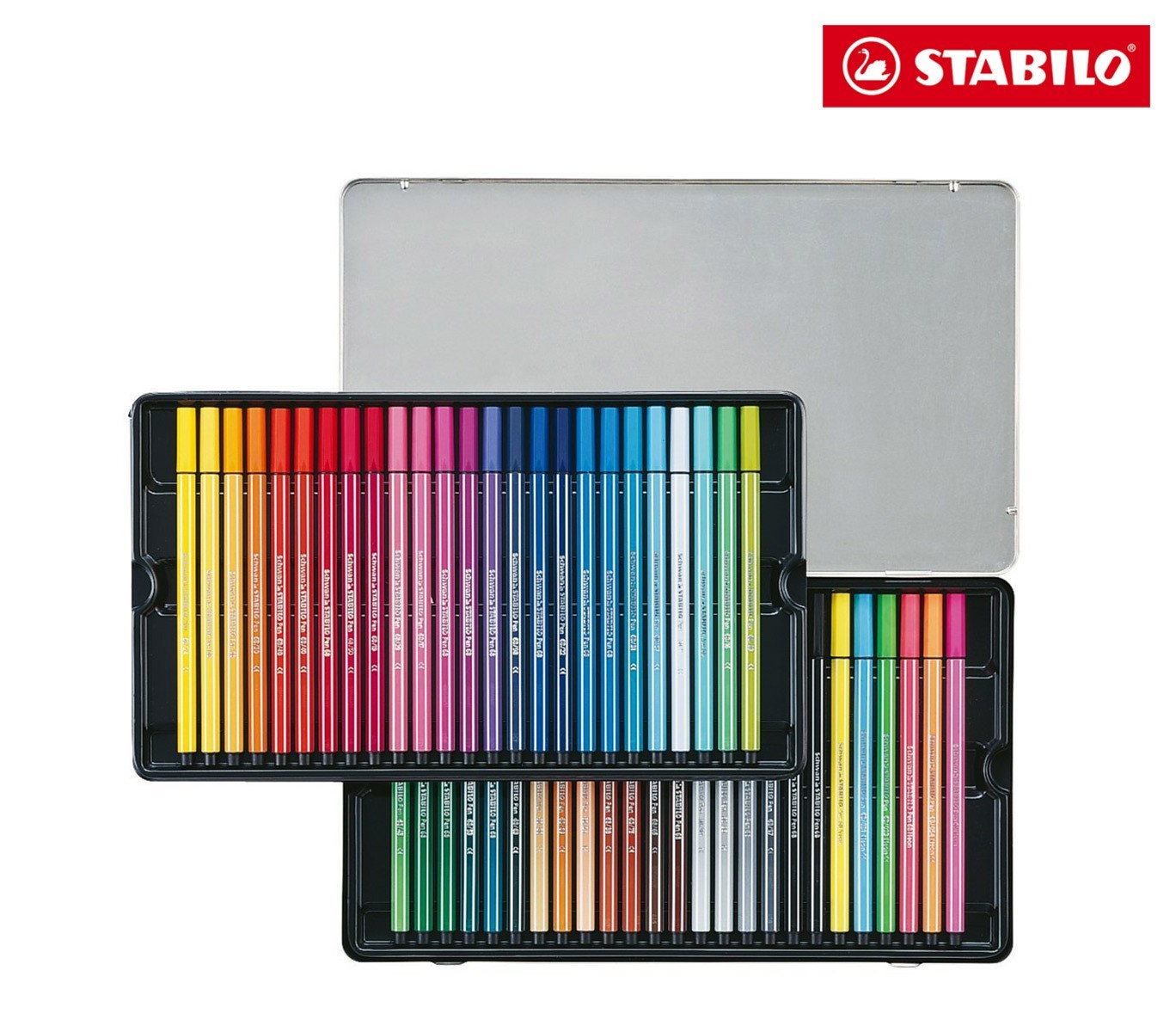 6850-6 Boîte métal de 50 feutres Stabilo Pen 68 trait 1 mm couleurs assorties