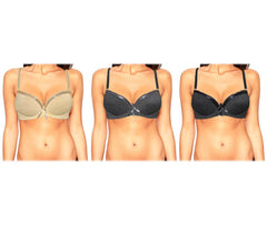 B436 Set de 3 soutien-gorge KALIKA ruban à pois bretelles ajustables