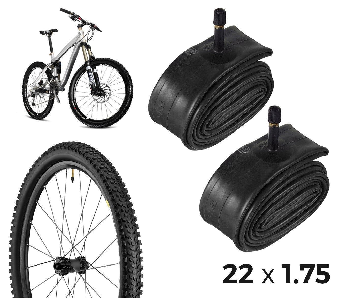 Kit de 2 chambres à air pour vélo 304567 réparation des crevaisons 22 x 1.75