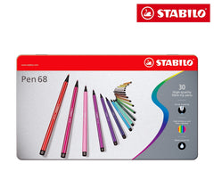 6830-6 Boîte métal de 30 feutres Stabilo Pen 68 trait 1 mm couleurs assorties