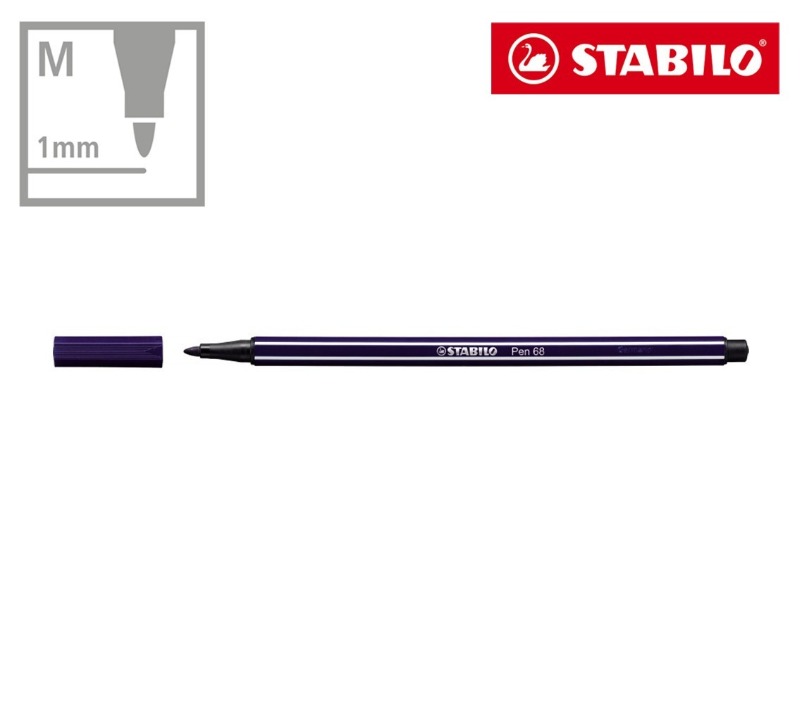 6830-6 Boîte métal de 30 feutres Stabilo Pen 68 trait 1 mm couleurs assorties