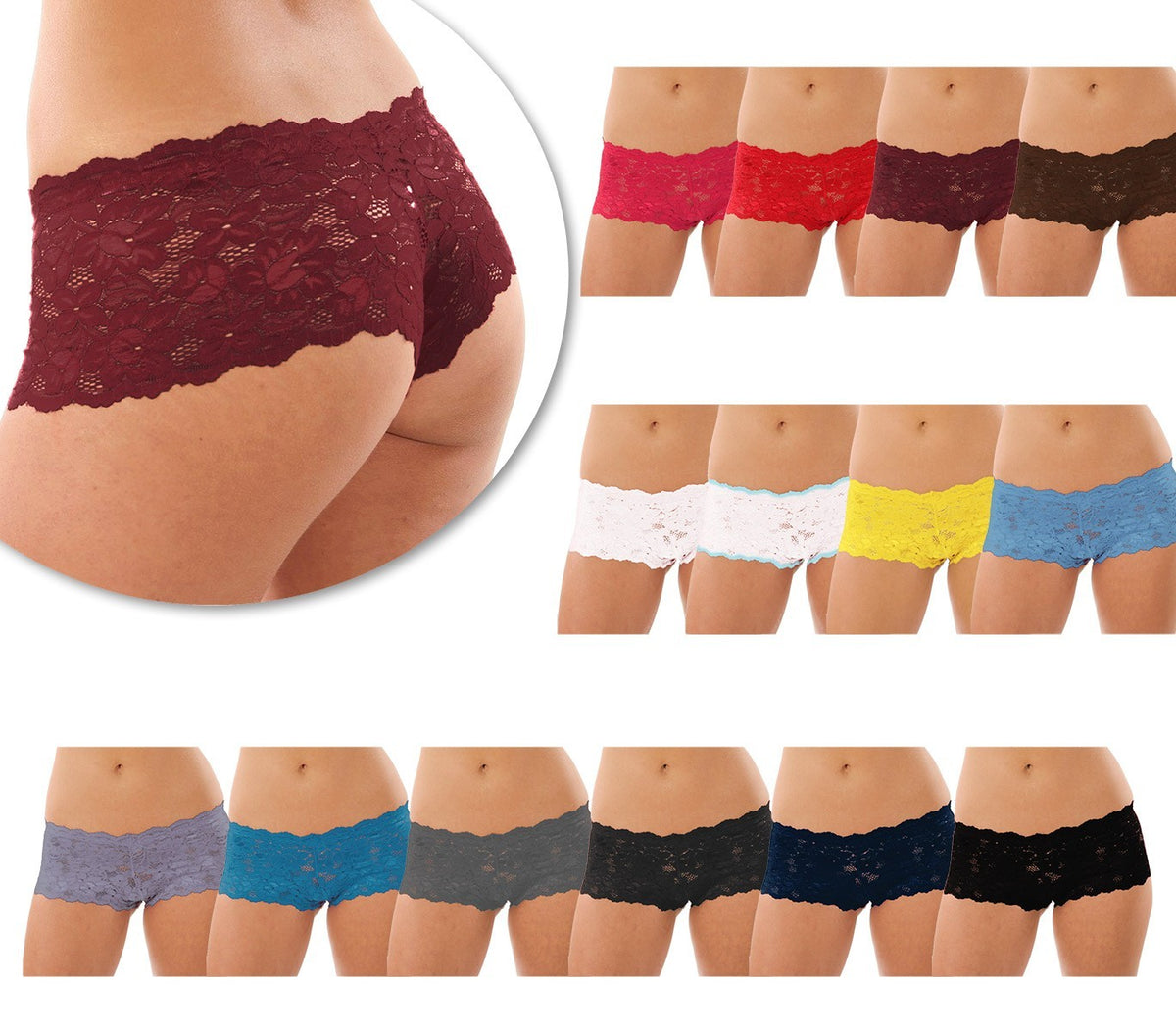 Pack 4 culottes dentelle motif floral - sous-vêtements pour les femmes - NO NAME
