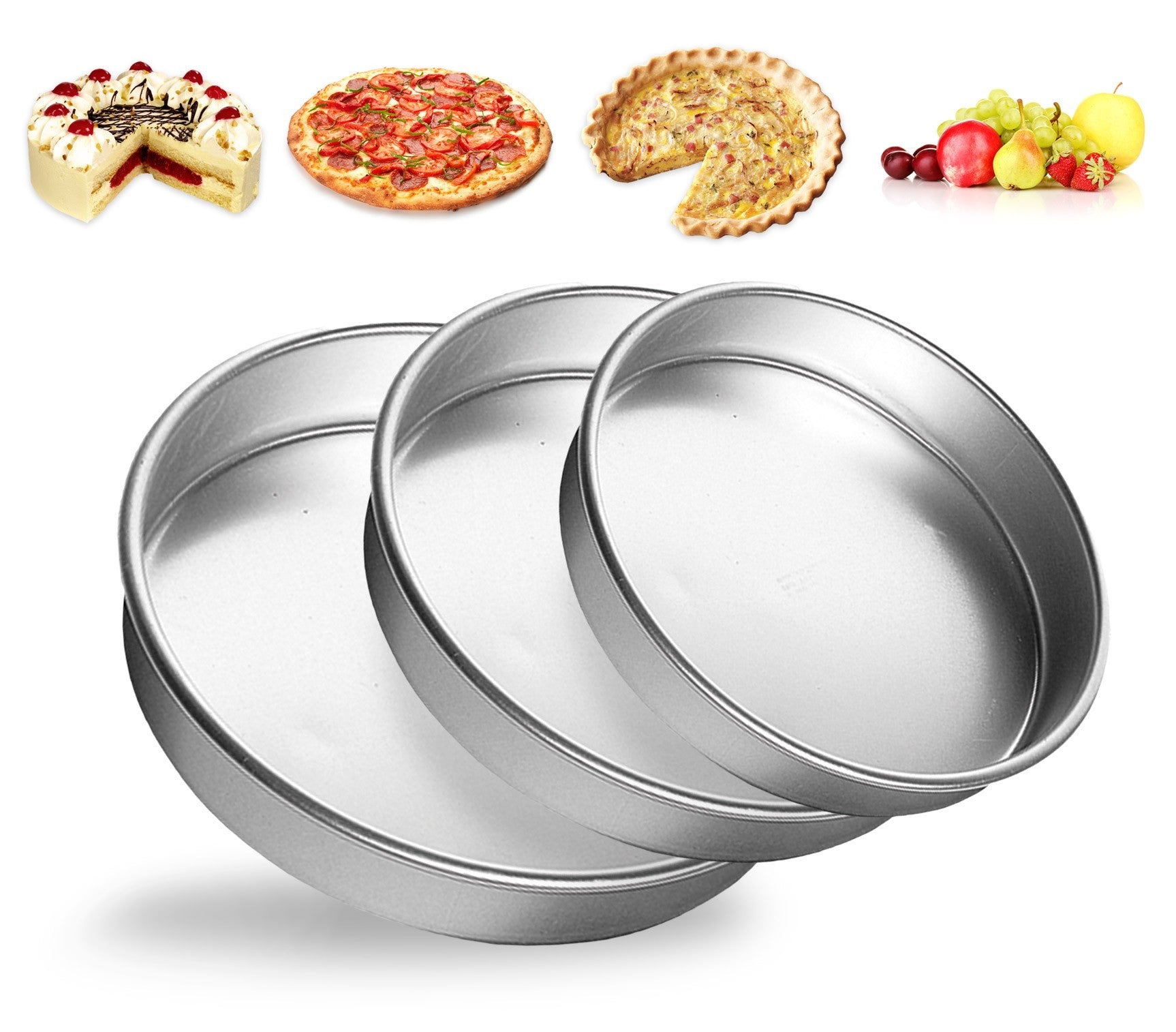 Set de 3 moules en acier inoxydable pour la cuisson (28 - 32 à 36 cm)