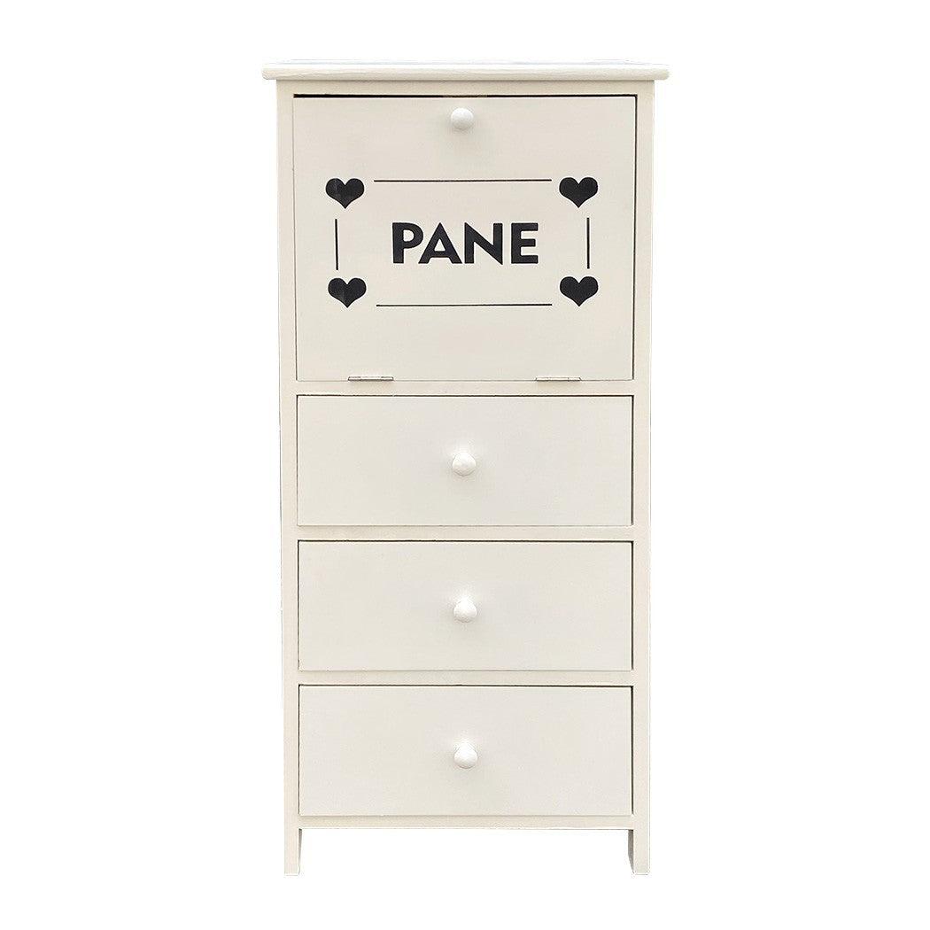 Armoire porte-pain en bois 90x40x29 avec 3 tiroirs et contenant de pain