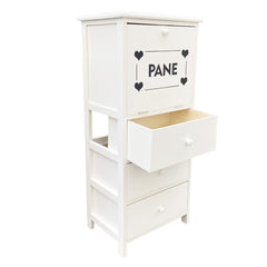 Armoire porte-pain en bois 90x40x29 avec 3 tiroirs et contenant de pain