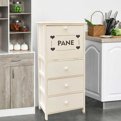 Armoire porte-pain en bois 90x40x29 avec 3 tiroirs et contenant de pain