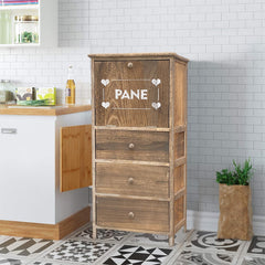 Armoire porte-pain en bois 90x40x29 avec 3 tiroirs et contenant de pain