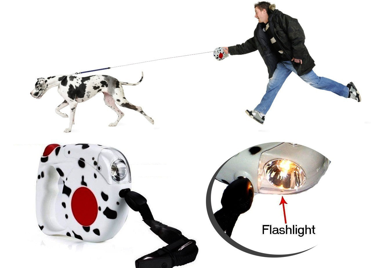 Laisse extensible torche jusqu'á 4,5 m - pour les chiens de toutes tailles