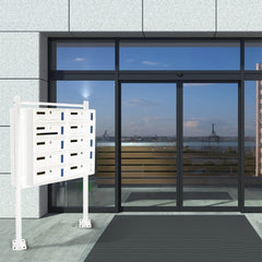 Boîte aux lettres en copropriété 10 places avec support 160x60x17 cm BLANC