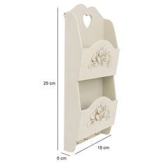 Porte-lettres murales en bois 2 places décoration fleurs 29Hx6Px18L cm