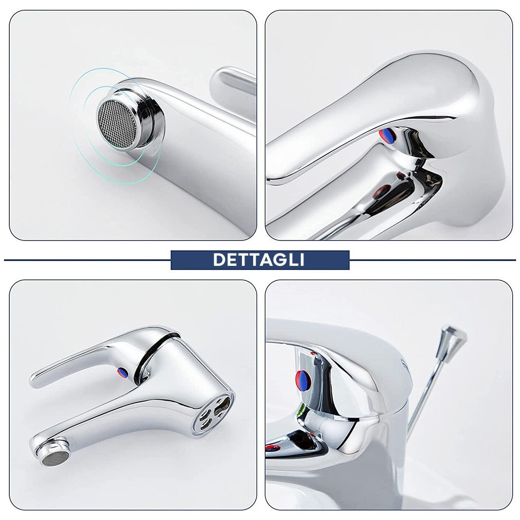 Robinet Lavabo en Acier Inoxydable 1601 avec Connexion et Décharge Pop Up